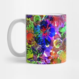 Bright Neon Rainbow Floral Garden Flower Boho Pattern Mug